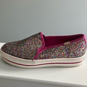 Kate Spade Keds Multicolor Glitter Slip-On Sneakers size 8